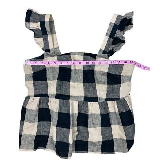 Who What Wear Black Tan Check Peplum Tank Top Sleeveless Size M Ruffles Linen - Picture 6 of 7